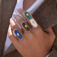 18K Vergoldeter Fingerring aus Edelstahl, Wasserfester Schmuck, Offener Muschelring, Modeschmuck für Damen