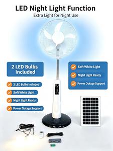Ventilador de pie recargable para el hogar con luz y energía solar - Product Image 1