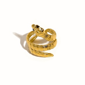 Anillo de Serpiente Ajustable de Acero Inoxidable Chapado en Oro, Joyería Personalizada de Moda, Estilo Vintage - Product Image 2