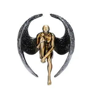 Makewell Factory Modern Creative Stand Angel Wings Art Ornaments Contemplative Angel Ornaments Resin Statue