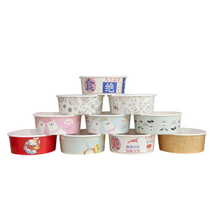 Container Paper Soup Jiazhou Prime Quality Disposable Food Grade Salad Container Lunch Box Paper Soup Cup Kraft Paper Bowl With Lid