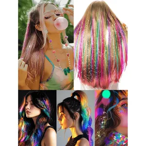 Kit de Extensiones de Cabello Sintético Brillante Resistente al Calor con Cabello de Hada para Niñas, Accesorios Perfectos para Fiestas - Product Image 2