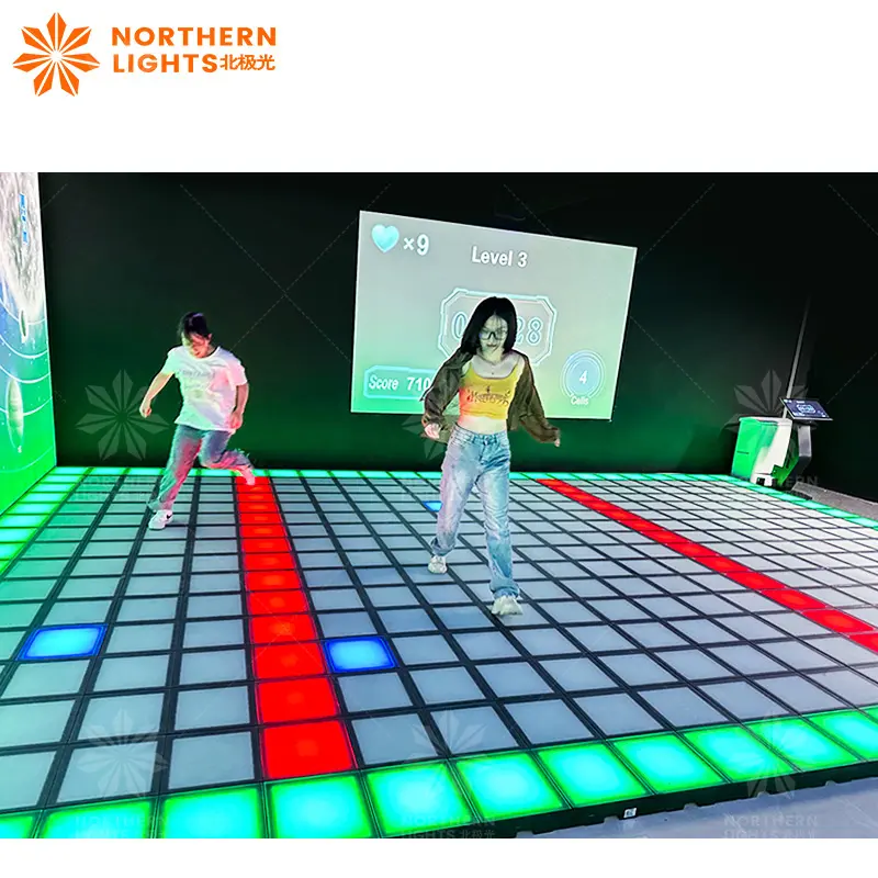 RGB 터치 색상 변경 led 바닥 벽돌 조명 야외 조명 쇼를위한 3D 대화 형 led 댄스 플로어 조명 디스플레이