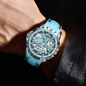 นาฬิกาข้อมือผู้ชาย รุ่น 89118 สไตล์โบราณ แฟชั่น สปอร์ต ธุรกิจ เครื่องกล ตัวเรือนสแตนเลส สายซิลิโคน หน้าปัดแบบเข็ม กันน้ำ - Product Image 3