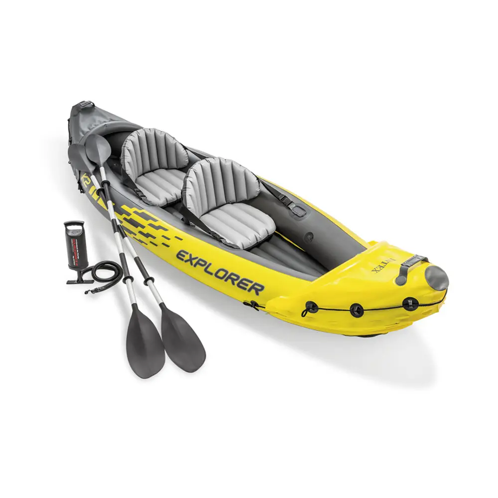 INTEX 68307 Explorrer K2 KAYAK Inflatable Rowing Boat Set 2 Person Inflatable Kayak Set with Paddle and Pump for Sport Gaming Ce