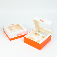 Boîte à tartelettes en papier de qualité alimentaire avec logo personnalisé et fenêtre transparente en PET, emballage jetable pour pâtisserie, desserts et tartelettes