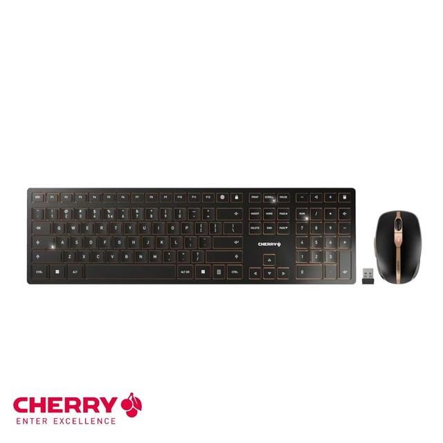 Rechargeable Mouse Keyboard Combo CHERRY Dw 9000 Slim Wireless Keyboard Bluetooth & 2.4 Ghz Rf Bronze/Black Keyboard Mouse