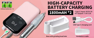 เครื่องเจียรเล็บไร้สาย 45000 รอบต่อนาที ความเร็วสูง ชาร์จไฟได้ ใช้สำหรับทำเล็บมือ ทำเล็บเท้า ขัดเงา ขัดผิว อุปกรณ์เครื่องมือสำหรับร้านทำเล็บ - Product Image 6