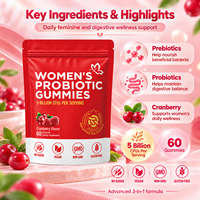 Gummies Probiotiques OEM pour Femmes, 60 Unités, 5 Milliards de UFC, Saveur Canneberge, pour le Soutien de l'Équilibre de la Flore Intestinale