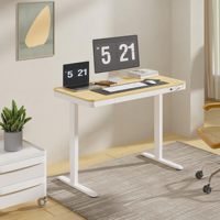 Bureau ergonomique réglable en hauteur AJUNION, électrique, durable, cadre blanc, bureau assis-debout pour deux écrans