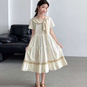 Vestido <span class=keywords><strong>de</strong></span> Verano Casual <span class=keywords><strong>para</strong></span> Niñas Grandes, con Cuello Redondo, Diseño a Cuadros, Manga Corta, Transpirable y Fresco - Product Image 2