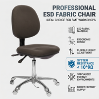 Chaise en tissu conducteur ESD gris moderne de haute qualité, réglable en hauteur, antistatique, pour hôpital, école, atelier, laboratoire, entrepôt