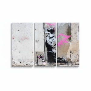Elegancia Urbana: Arte Impreso en Lienzo con Diseño de Banksy Boy Street Decor, JUEGO DE 3 LIENZOS - Product Image 2
