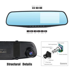 Junsun — caméra de tableau de bord hd 1080p, dashcam, double objectif, enregistreur vidéo pour voiture, 4.3 pouces, écran miroir, 140 degrés, livraison directe - Product Image 2