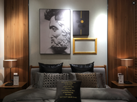 Peinture abstraite minimaliste sur toile et porcelaine de cristal, texture noire et blanche, avec cadre, pour décoration d'hôtel moderne et industriel