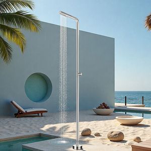 Columna de <span class=keywords><strong>Ducha</strong></span> Exterior de Acero Inoxidable 304 para Playa y <span class=keywords><strong>Piscina</strong></span>, Torre de <span class=keywords><strong>Ducha</strong></span> Independiente con Diseño Moderno y Cabezal de <span class=keywords><strong>Ducha</strong></span> para Agua Fría - Product Image 1