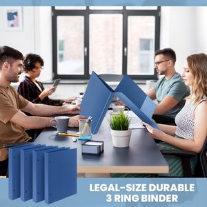 Classeur format légal 3 anneaux 1, <span class=keywords><strong>bleu</strong></span> <span class=keywords><strong>marine</strong></span> durable, pour papier 8,5 x 14, capacité de 175 feuilles, pour documents, œuvres d'art, bureau, maison - Product Image 6