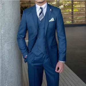 批发优雅三件套婚礼服装单排扣常规长度西装外套夹克裤子背心婚礼套装 - Product Image 5