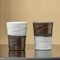 Tasse à eau dégradée haut de gamme Jiutian Shao, tasse à thé rétro pour hôtel et restaurant, tasse à boisson style japonais effet rouillé, résistante aux hautes températures