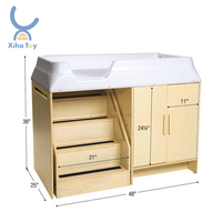 XIHA Offre spéciale de meubles de maternelle crèches de garderie Table à langer en bois avec armoire espace de rangement vêtements à langer