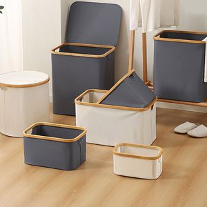 Cestas de Lavandería Plegables Modernas de Gran Capacidad con Anillo de Bambú, en Oferta - Product Image 1
