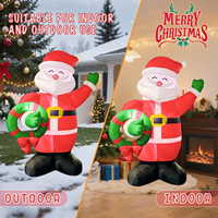 Père Noël gonflable de 8 pieds avec couronne et lumière LED, décoration de Noël gonflable pour jardin, pelouse, extérieur, maison, fête, spectacle festif