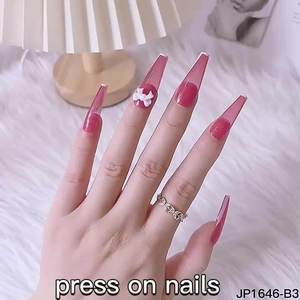 Großhandel Custom Press <span class=keywords><strong>On</strong></span> Nails Ballerina Mittlerer Sarg Herz Perle Französische Spitze Nägel Maniküre Acryl <span class=keywords><strong>Stick</strong></span> <span class=keywords><strong>On</strong></span> Nails