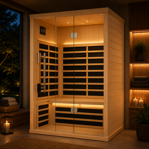 2 Person Indoor Infrared Dry with Full Glass Front, Multi-Zone Heating, LED <b>Lighting</b>, Oxygen Bar and Easy Assembly - Product Image 2
