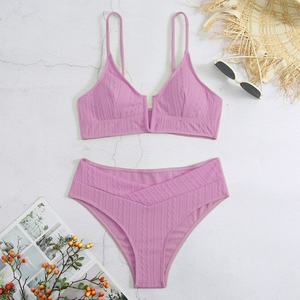 Maillots de bain personnalisés, fabricants de maillots de bain color block, bikini brésilien style football pour femmes, maillot de bain 2 pièces pour femmes - Product Image 3