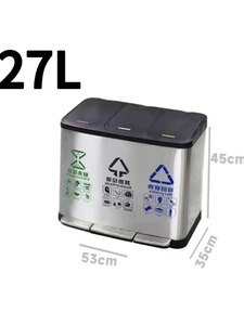 45L Đứng Ba Thùng Rác Có Thể Lưu Trữ Xô Thép Không Gỉ Tái Chế Thùng Nhấn Loại Bước Đạp 10Gallon Thân Thiện Với Môi - Product Image 4