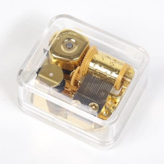 Transparent Acrylic Wind up Music Box Silver Plated Metal with Custom Song Gift for Birthday Christmas