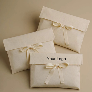 Sac d'emballage en coton biologique certifié GOTS avec logo personnalisé imprimé de haute qualité, rabat anti-poussière, recyclable, pochette cadeau pour bijoux - Product Image 2