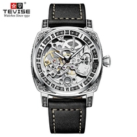 Montres automatiques squelette TEVISE T894, mouvement Tourbillon Hollowmen, étanches, montres de sport, bracelet en cuir, montres-bracelets