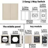 Interruptores y Enchufes de Pared WESA Ultrafinos con Botón Pulsador EU 1/2/3 Vías, Enchufe de Alimentación de 1 Vía, Combinación Libre, Diseño Moderno de Lujo