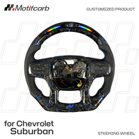 Volant personnalisé en fibre de carbone forgée bleue à LED pour Chevrolet Silverado 1500 RST LT ZR2 4x4 Suburban 2019-2026