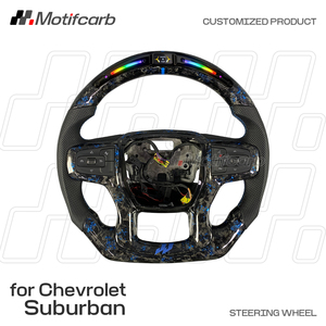Volante Personalizado de Fibra de Carbono Forjado Azul LED para Chevrolet Silverado 1500 RST LT ZR2 4x4 Suburban 2019-2026 - Product Image 2