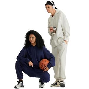 Heavyweight Zip Up Custom <b>Hoodie</b> 330gsm Drop Shoulder Solid Color Fabric - Product Image 6