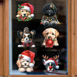 Pegatinas impermeables para decoración <span class=keywords><strong>de</strong></span> <span class=keywords><strong>ventanas</strong></span> <span class=keywords><strong>de</strong></span> perros bonitos, pegatinas para decoración exterior <span class=keywords><strong>de</strong></span> vacaciones personalizada para paredes, puertas, <span class=keywords><strong>ventanas</strong></span>, Navidad - Product Image 6