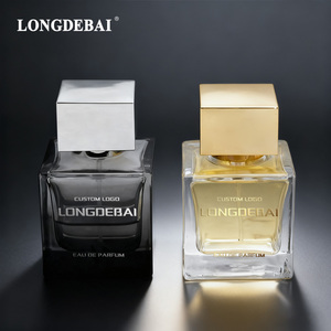 Botella de Perfume Personalizada al por Mayor de 30 ml, Botella de Vidrio para Perfume de 50 ml, Botella de Perfume Cuadrada Negra Vacía de 100 ml con Tapa Dorada - Product Image 1