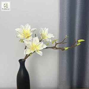 Fleurs artificielles de <span class=keywords><strong>magnolia</strong></span> style chinois à 3 têtes de 75 cm, magnolias étoile porte-bonheur pour la décoration orientale de la maison, des mariages et des centres de table - Product Image 1