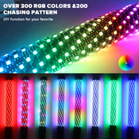 Fouet LED personnalisé de 2.2 pouces 1FT 2FT 3FT RGB Chasing APP Lumières fouet de couleur éclairées à distance pour ATV UTV