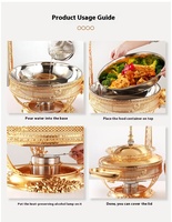 304 Edelstahl Dampf-Wärmeisolierung 8L Kapazität Speisenwärmer für Hochzeits-Catering Buffet-Service Gold