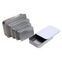 Boîte en fer blanc noir mat à couvercle coulissant 92 x 60 x 20 mm, en stock, étui en fer blanc à couvercle coulissant, disponible en détail et en gros pour l'artisanat