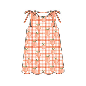 Précommande MOQ 5 – Tenues Bébé Fille à Carreaux Pêche, Robes et Barboteuses, Vêtements d'Été Mignons pour Sœurs, Vente en Gros, Prix Usine Boutique - Product Image 4