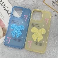 Coque de téléphone Cœur + Nœud pour modèles Redmi Xiaomi Huawei Android, design Coquette et mignon, dos brillant, pare-chocs protecteur, vente en gros