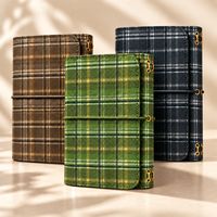 Maßgefertigter Tartan-Druck Eidechsenleder-Optik Goldfolie Geprägtes PU-Leder Genähtes Hardcover-Notizbuch Vintage-Tagebuch-Einband Personalisiert