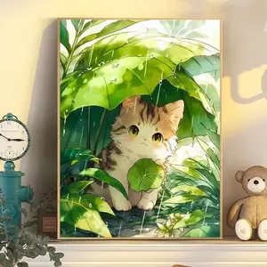 مجموعة عدد اللوحات القطط المحببة اللوحات الزيتية لصور الحيوانات اللطيفة اللوحات الرقمية من القماش مقاس 40x50 سم
