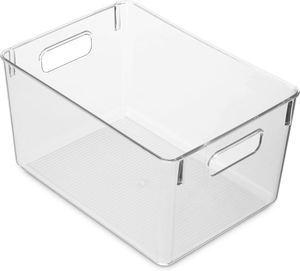 Clear Space Rectangle Injection-Molded Eco-Friendly PET Plastic <b>Storage</b> Bins 3-6L Capacity for <b>Kitchen</b> Pantry Fridge - Product Image 3