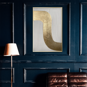 Peinture à l'huile géométrique texturée abstraite minimaliste dorée sur blanc, peinture à l'huile faite à <span class=keywords><strong>la</strong></span> main, art mural moderne, vente en gros - Product Image 5