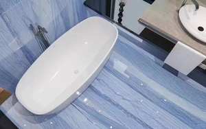 Losa de Mármol Azul Macaubas Pulido Moderno de Lujo con Vetas Blancas, Impermeable, para Paredes Interiores, Encimeras - Product Image 5